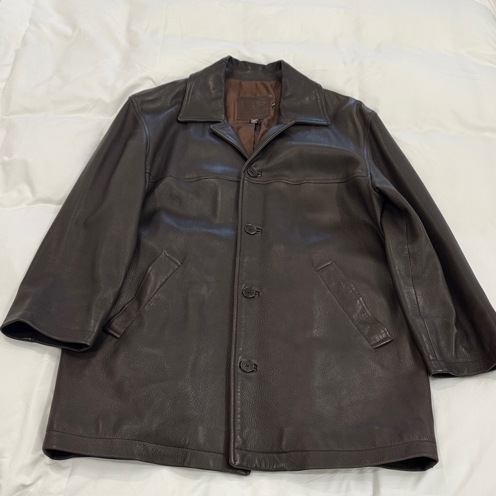 Coach Dark Brown Leather Trench Coat